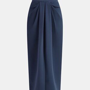 Commense Navy  Pleated Detail Mid-Waist Maxi Skirt  - XL